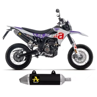Arrow Thunder Aluminium Black with Stainless Steel End Cap Exhaust Muffler for Aprilia RX / SX 125 2025-2026
