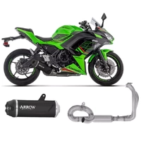 Arrow Dark Aluminium Full System Exhaust Indy Race EVO + Exhaust Headers for Kawasaki Ninja 650 / Z650 2024-2026