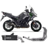 Arrow Indy-Race EVO Dark Aluminium Carbon End Cap Full System Exhaust for Kawasaki Versys 1100 2025-2026