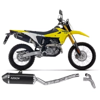 Arrow EXPLORER Exhaust in Dark Aluminium with Carby End Cap + Central Pipe for Suzuki Dr-Z4S 2025-2026