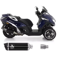 Arrow Dark Aluminium-Dark Stainless Steel End Cap Exhaust Muffler URBAN + Link Pipe for Peugeot METROPOLIS 400