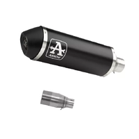 Arrow Dark Aluminium-Dark Stainless Steel End Cap Exhaust Muffler URBAN + Link Pipe for Peugeot METROPOLIS 400
