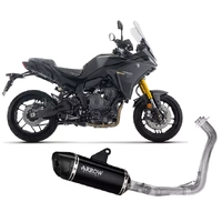 Arrow ICON Dark Aluminium / Stainless Steel Exhaust Headers / Carbon End Cap Full System Exhaust for Yamaha Tracer 7 / Gt 2025-2026
