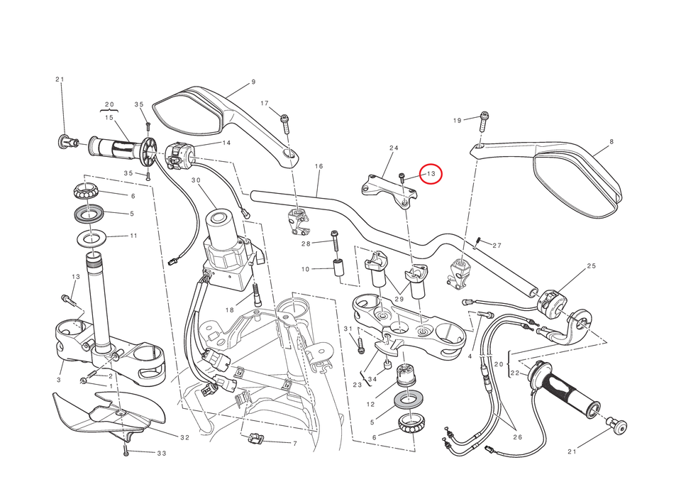 Kbike Kit Upper Riser Screws M8x30 for Ducati