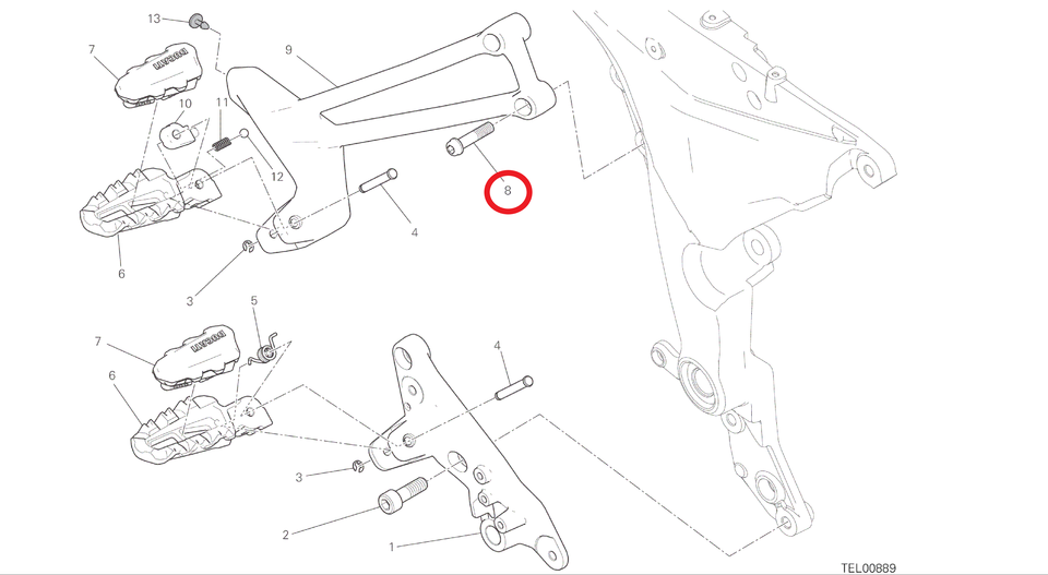 Kbike Kit Passenger Footrest Support Screws M8x35 for Ducati Multistrada