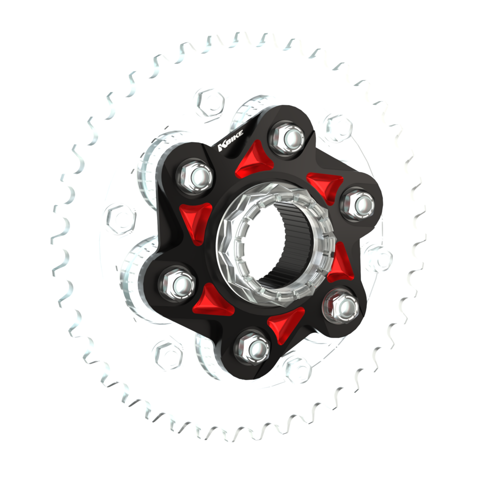 Kbike Sprocket Carrier Adapter V4 Two-colourd for Ducati Panigale V4 & Streetfighter V4 – Black - Red