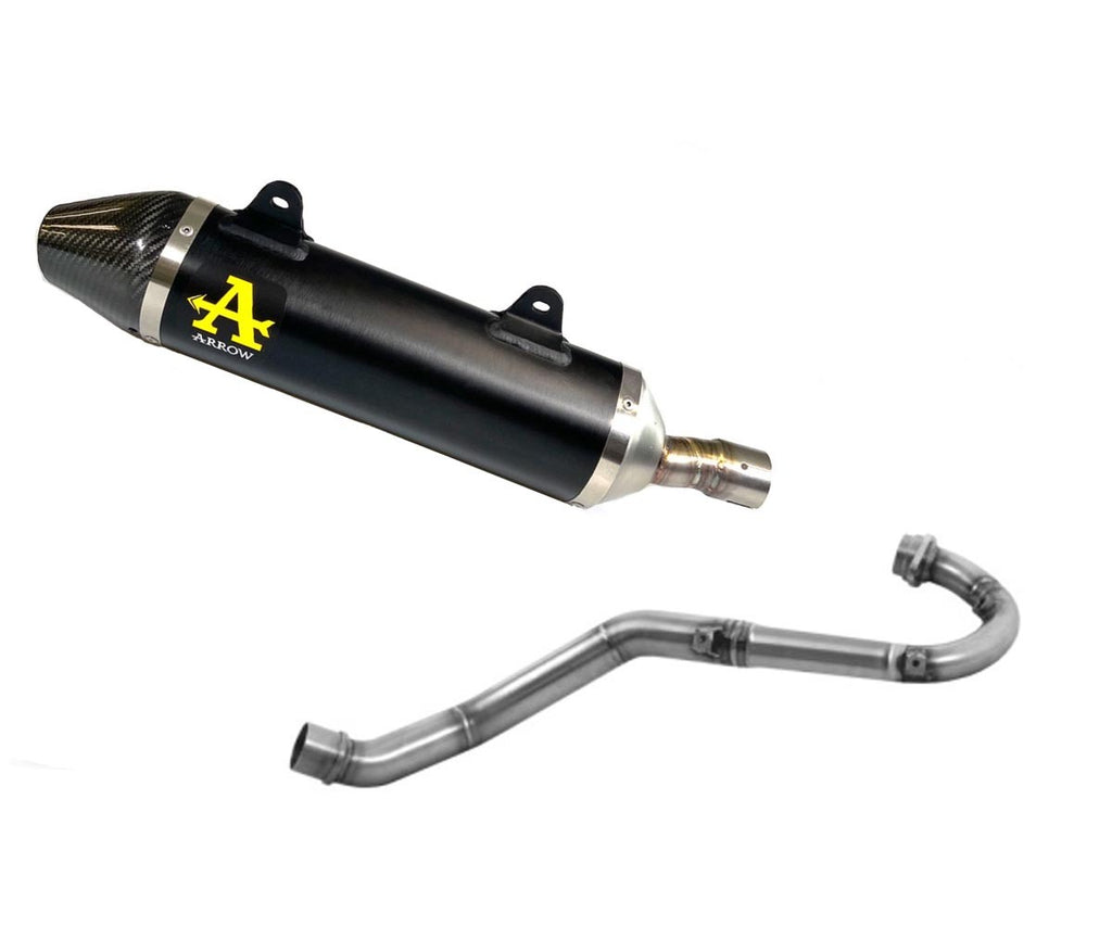 Aprilia Rx-sx 125 2021-2024 Full Exhaust Arrow Thunder Carbon Endcap Black Aluminum - 2510AKN52002PD - ARROW EXHAUSTS