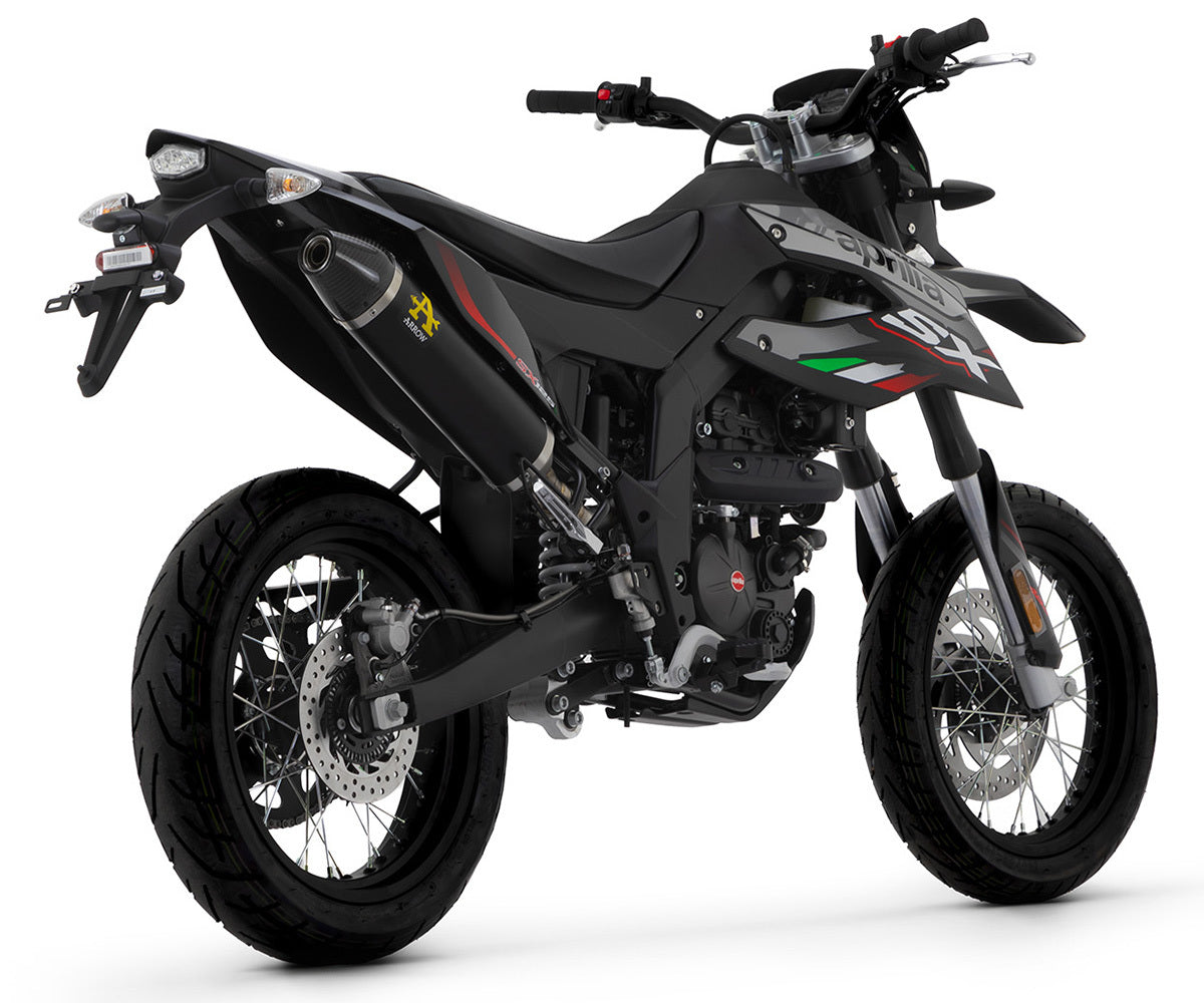 Aprilia Rx-sx 125 2021-2024 Full Exhaust Arrow Thunder Carbon Endcap Black Aluminum - 2510AKN52002PD - ARROW EXHAUSTS
