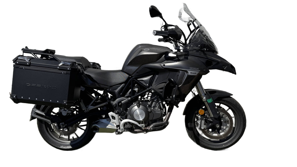 GPR Tech 38L + 38L Aluminium Side Case Set with Pannier Rack - Benelli TRK 502 (2017–2020) - Black