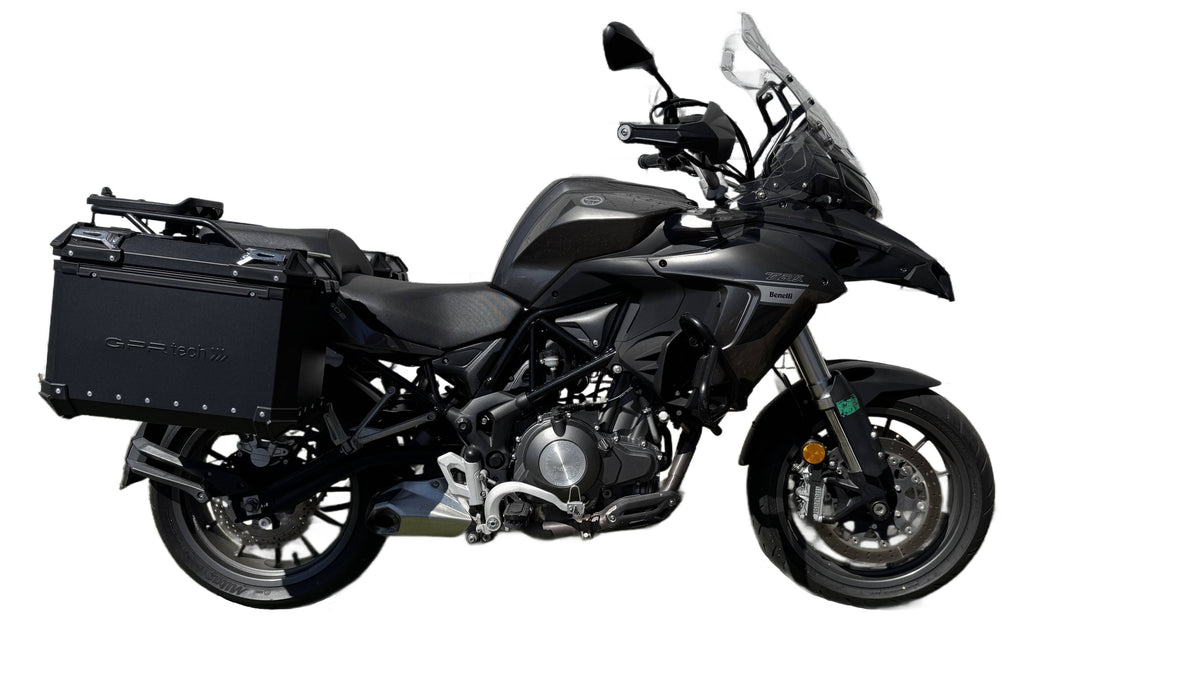 GPR Tech 38L + 38L Aluminium Side Case Set with Pannier Rack - Benelli TRK 502 (2017–2020) - Black