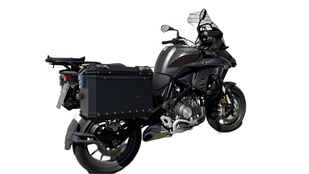 GPR Tech 38L + 38L Aluminium Side Case Set with Pannier Rack - Benelli TRK 502 (2017–2020) - Black - image 2