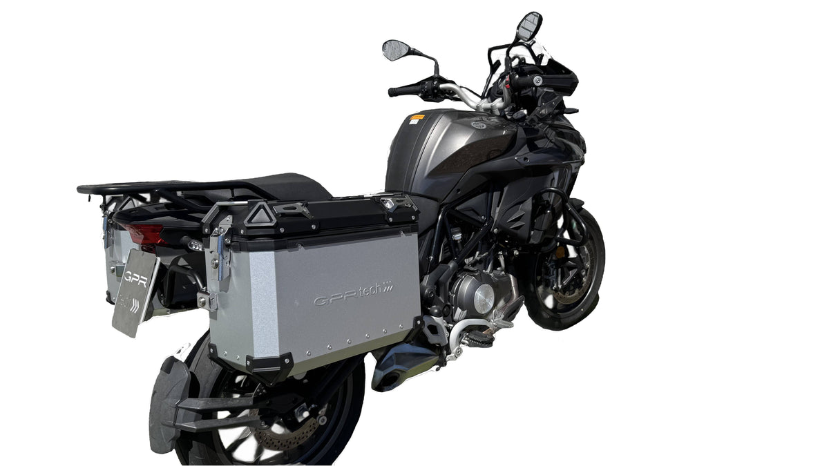 GPR Tech 38L + 38L Aluminium Side Case Set with Pannier Rack - Benelli TRK 502 (2017–2020) - Silver - image 2