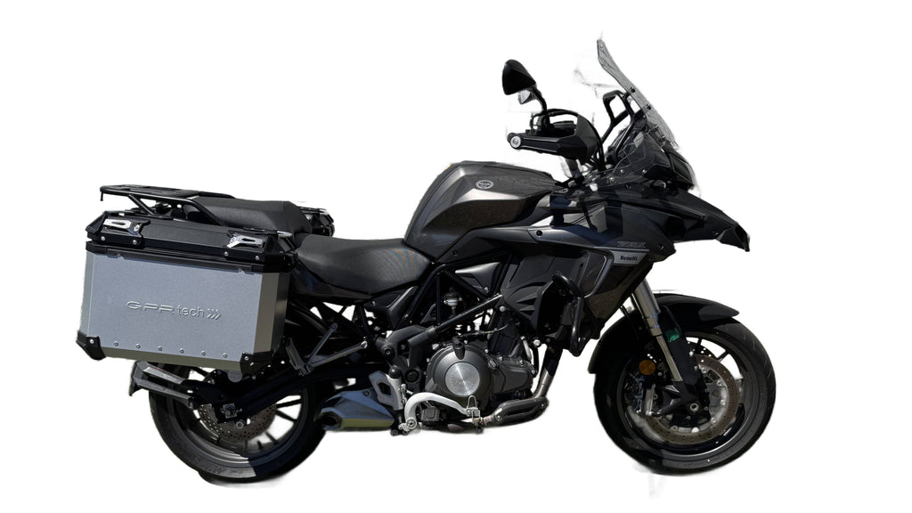 GPR Tech 38L + 38L Aluminium Side Case Set with Pannier Rack - Benelli TRK 502 (2017–2020) - Silver