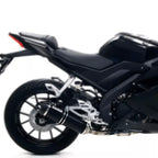 Arrow Yamaha MT-125 Full System Exhaust 2021-2023 – Thunder Black Aluminium Carbon End Cap Catalytic Road Approved