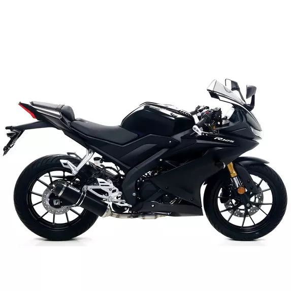 Arrow Yamaha MT-125 Full System Exhaust 2021-2023 – Thunder Black Aluminium Carbon End Cap Catalytic Racing