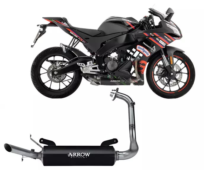 Arrow road use for APRILIA RS 125 Full System Exhaust 2025-2026 – Thunder Black Aluminium