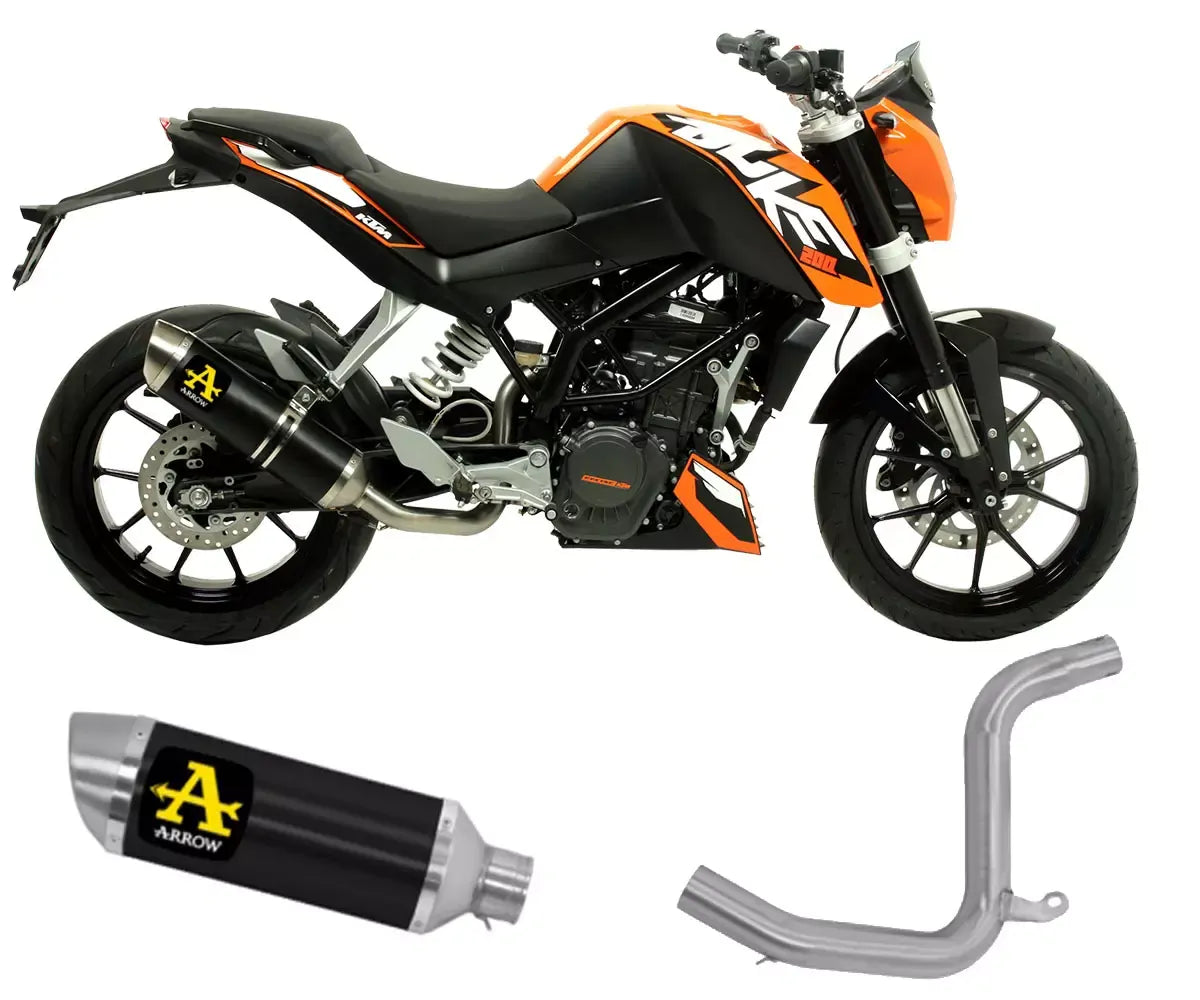 Arrow Dark Aluminium Exhaust Muffler Thunder + Link Pipe for KTM DUKE 125 / 200 - ARROW EXHAUSTS