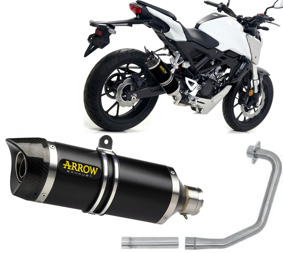 Arrow Honda CB125R Full System Exhaust 2018-2020 – Black Aluminium