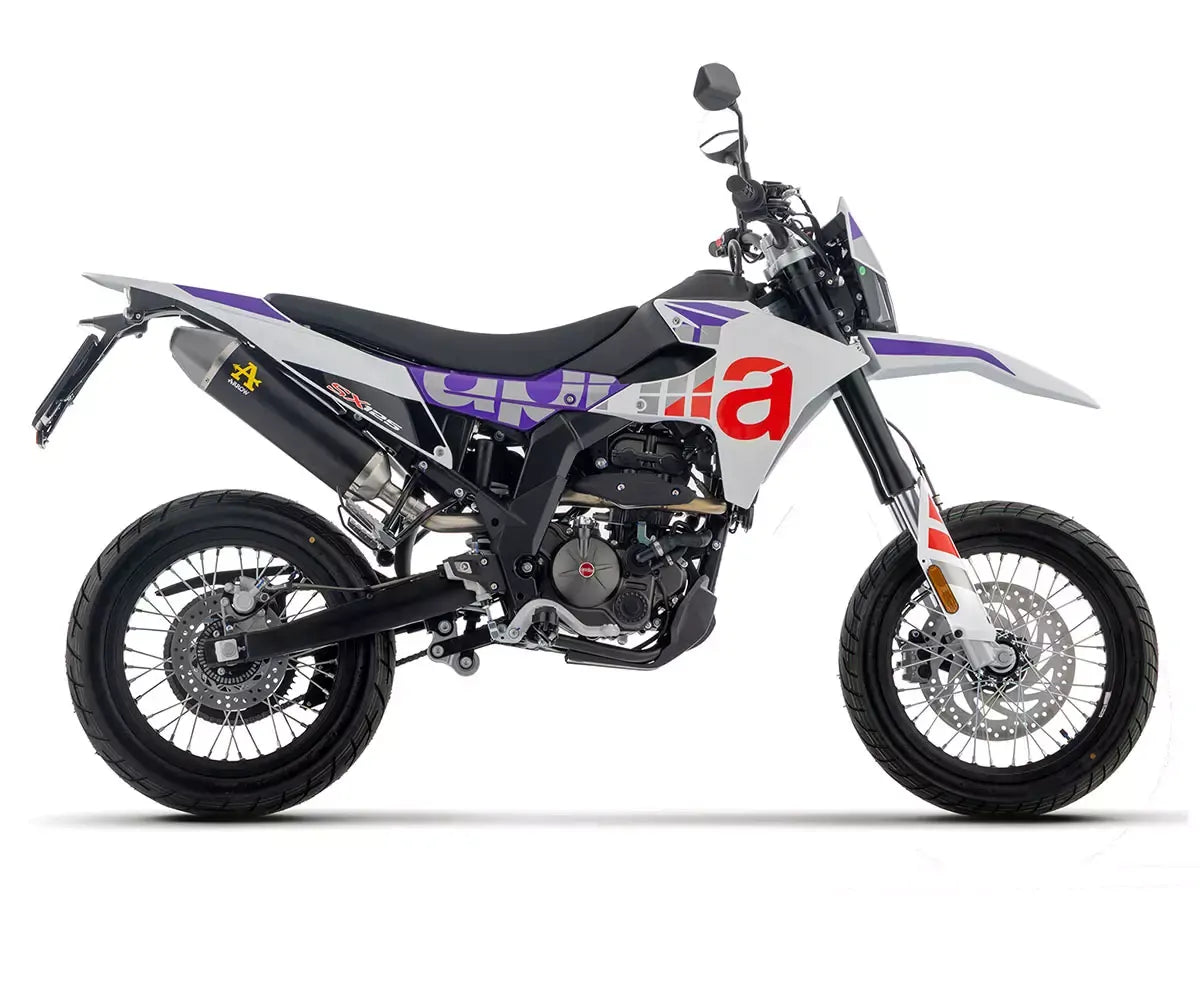 Arrow Thunder Aluminium Black with Stainless Steel End Cap Exhaust Muffler for Aprilia RX / SX 125 2025-2026 - ARROW EXHAUSTS