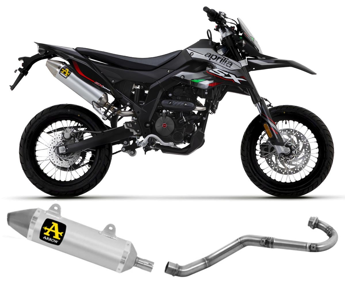 Aprilia Rx-sx 125 2021-2024 Full Exhaust Arrow Thunder Steel Endcap Aluminium - 52510AO52002PD - ARROW EXHAUSTS