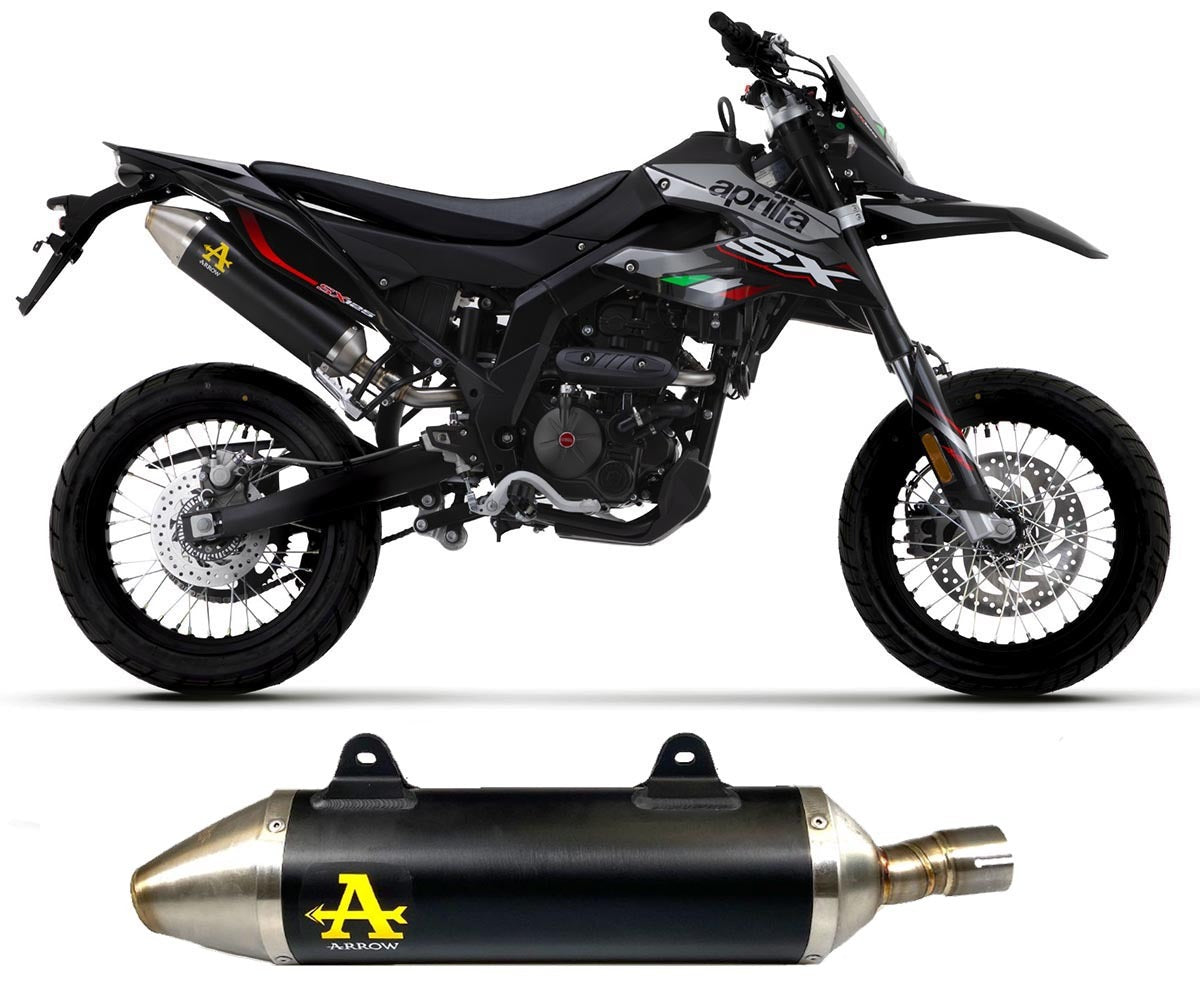 Aprilia Rx-sx 125 2021-2024 Exhaust Muffler Arrow Thunder Steel Endcap Black Aluminum - 52510AON - ARROW EXHAUSTS