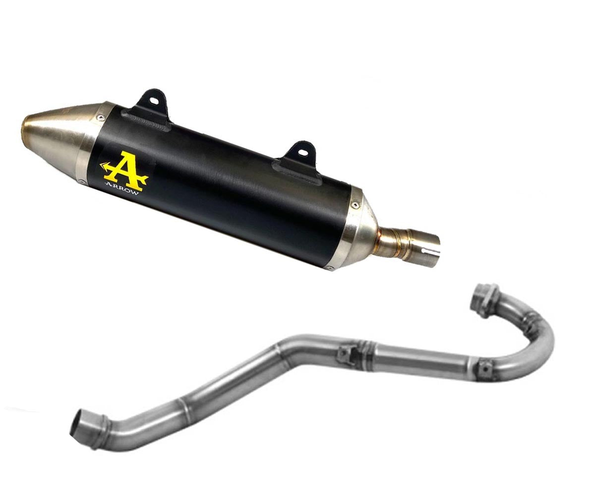 Aprilia Rx-sx 125 2021-2024 Full Exhaust Arrow Thunder Steel Endcap Black Aluminum - 52510AON52002PD - ARROW EXHAUSTS