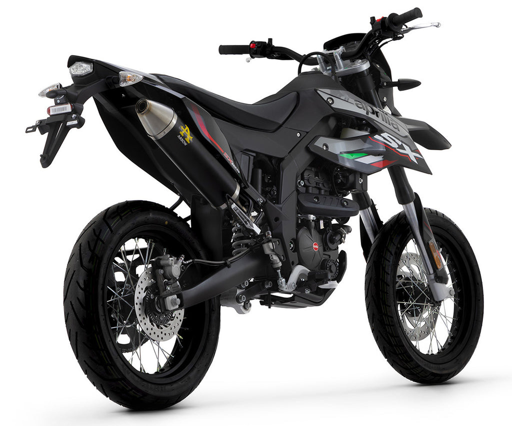 Aprilia Rx-sx 125 2021-2024 Full Exhaust Arrow Thunder Steel Endcap Black Aluminum - 52510AON52002PD - ARROW EXHAUSTS