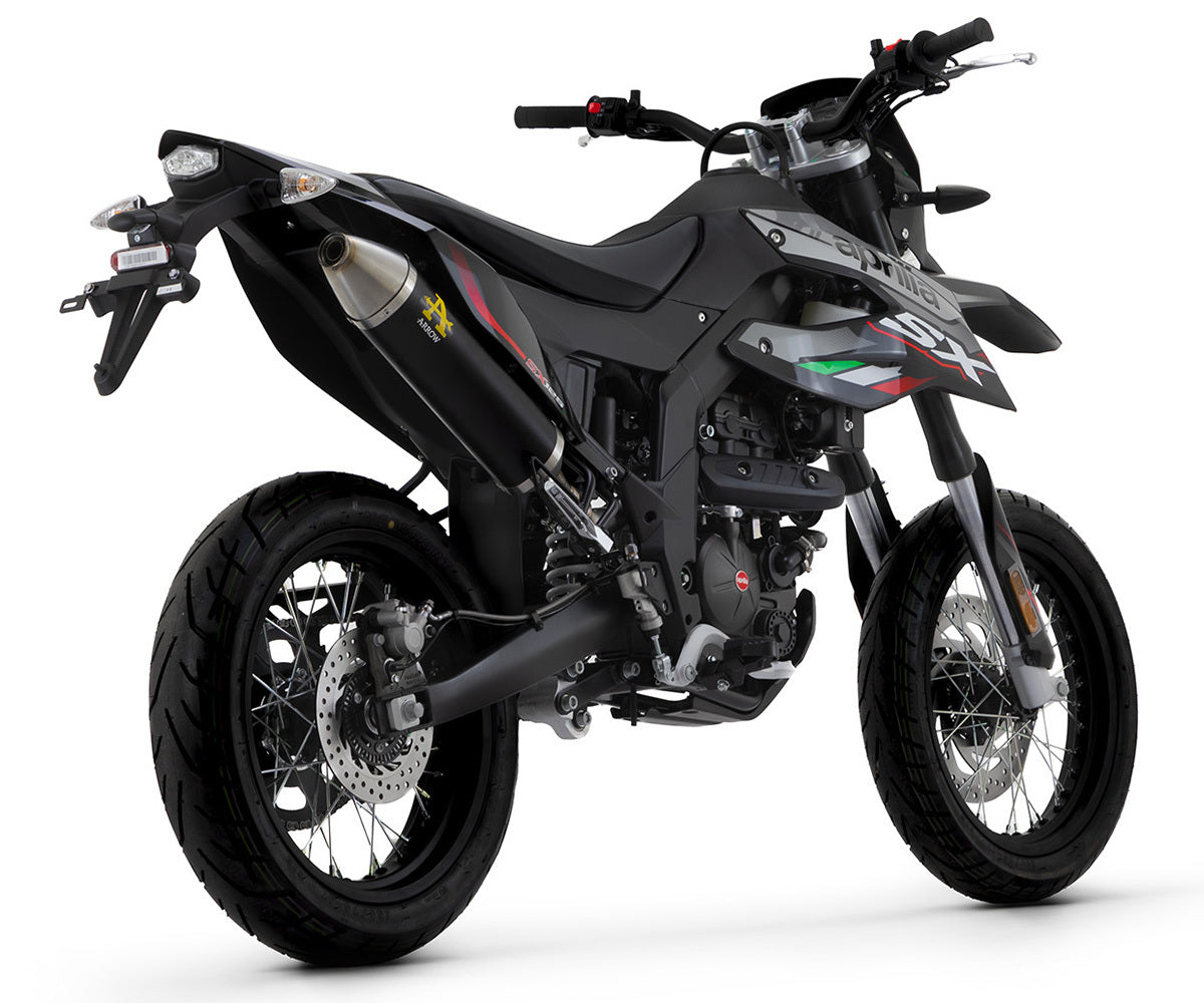 Aprilia Rx-sx 125 2021-2024 Full Exhaust Arrow Thunder Steel Endcap Black Aluminum - 52510AON52002PD - ARROW EXHAUSTS