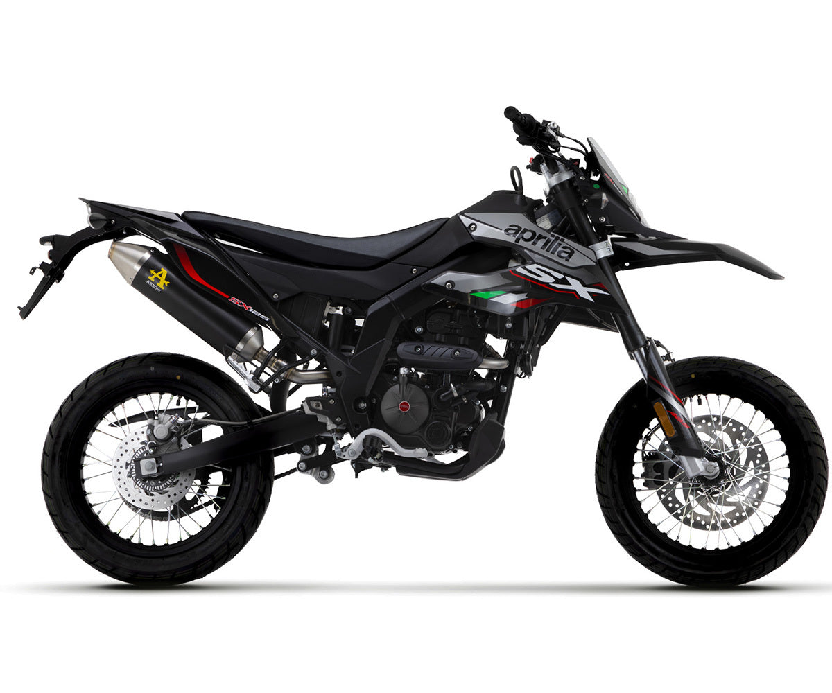 Aprilia Rx-sx 125 2021-2024 Full Exhaust Arrow Thunder Steel Endcap Black Aluminum - 52510AON52002PD - ARROW EXHAUSTS