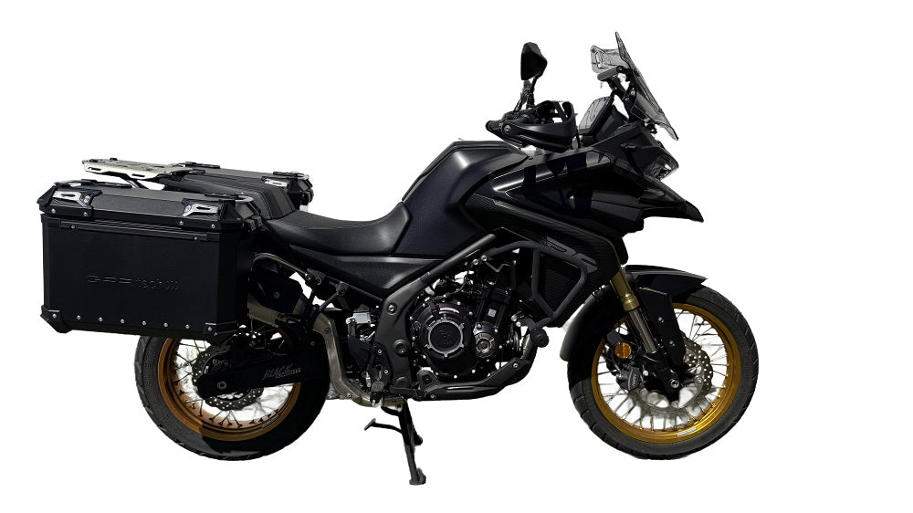 GPR Tech 38L + 32L Contoured Aluminium Side Case Set with Pannier Rack - Voge 525DSX (2023–2024) - Black