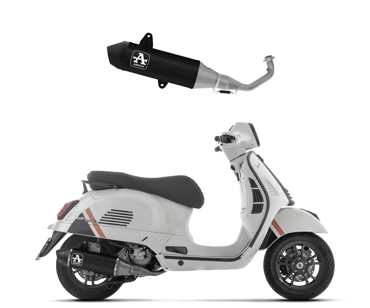 Arrow Full Exhaust with URBAN Aluminium "Dark" end cap with carbon tip for Piaggio Vespa Gts 310 2024 - ARROW EXHAUSTS