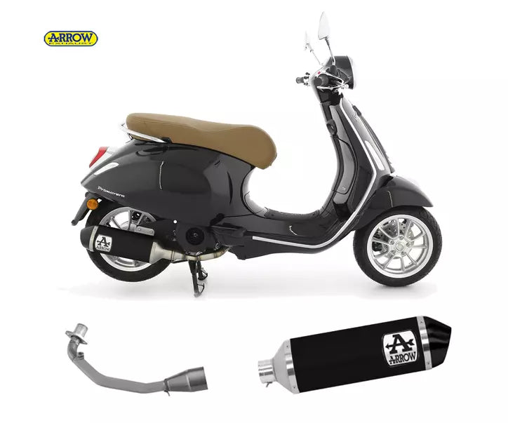 Arrow Vespa PRIMAVERA 125 3V I.E. Full System Exhaust 2021-2023 – Urban Black Aluminium Decat
