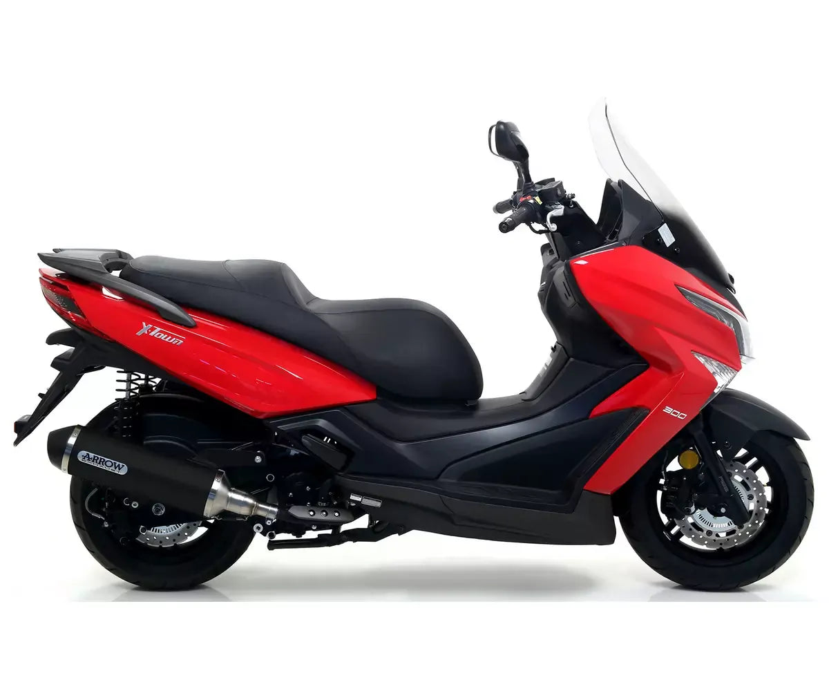 Arrow Dark Aluminium Dark Stainless Steel End Cap Exhaust Muffler URBAN + Link Pipe for Kymco X-Town 300 2017-2020 - ARROW EXHAUSTS