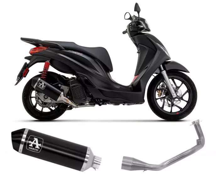 Arrow Piaggio MEDLEY 125 S ABS Full System Exhaust 2020-2022 – Urban Black Aluminium Catalytic Road Approved