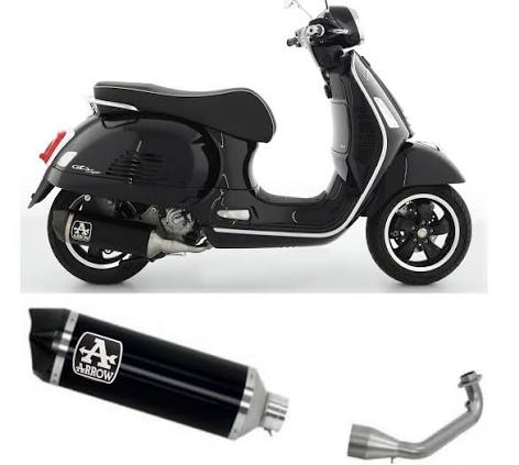 Arrow Vespa GTS 300 HPE Full System Exhaust 2021-2023 – Urban Black Aluminium Catalytic Road Approved