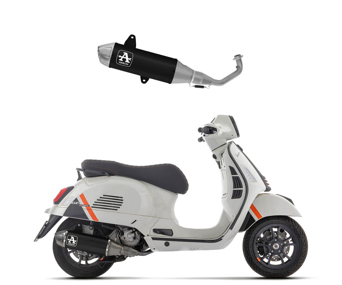 Arrow Approved Full System Exhaust with URBAN Aluminium "Dark" end cap and stainless steel tip for Piaggio Vespa Gts 310 2024 - ARROW EXHAUSTS