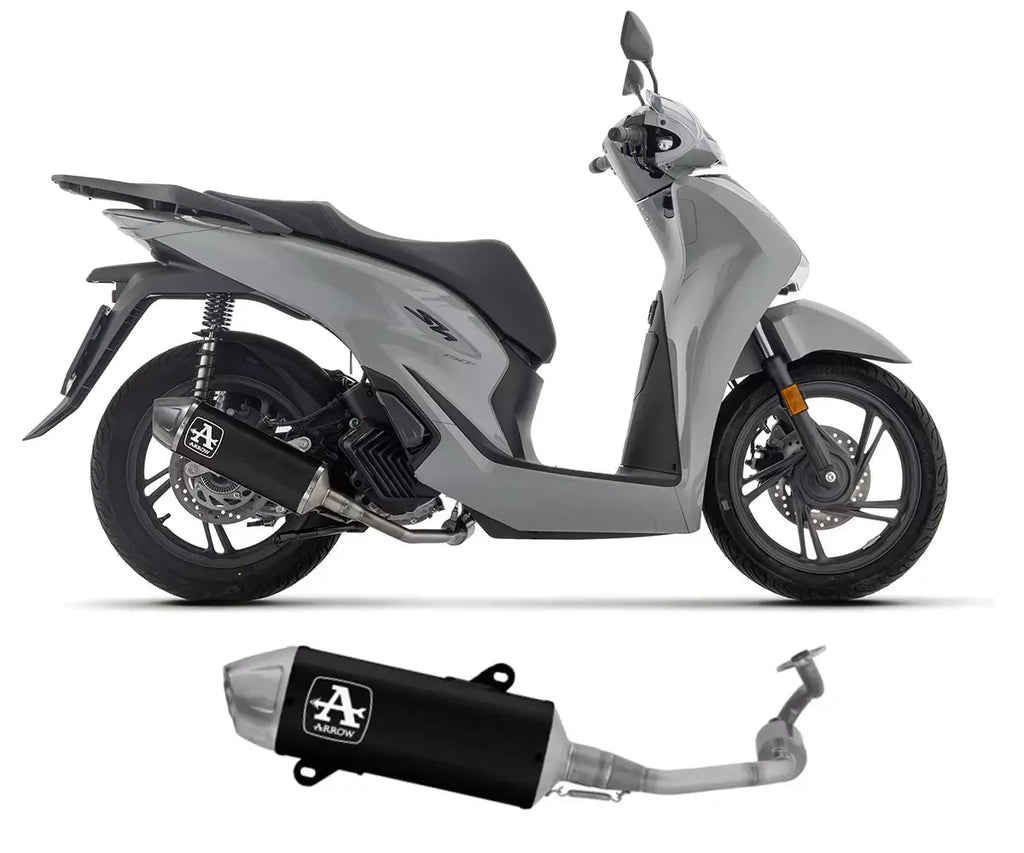 Arrow Approved Dark Aluminium-Stainless Steel End Cap Full System Exhaust URBAN for Honda Sh 125 / 150 2024-2026 - ARROW EXHAUSTS