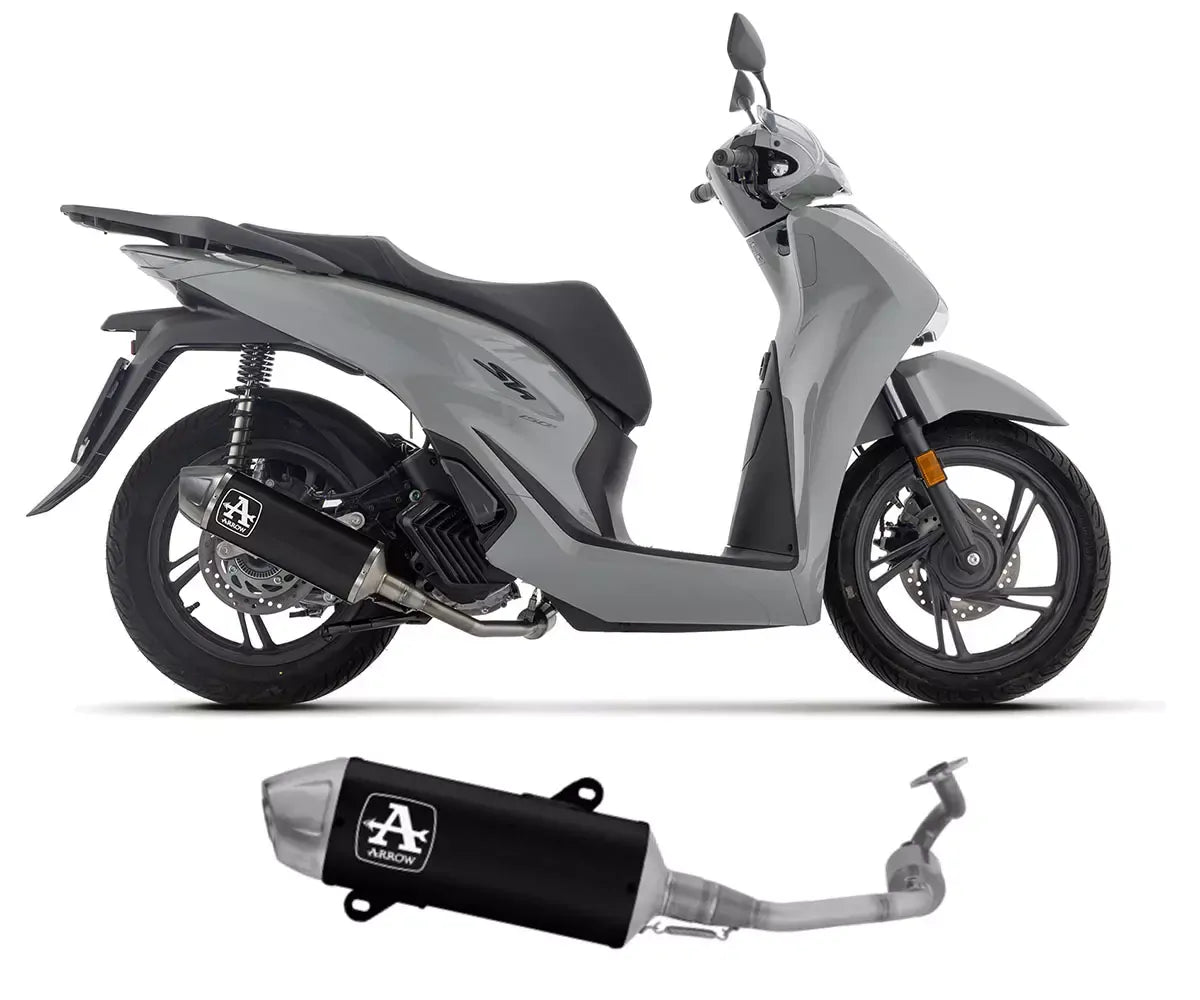 Arrow Approved Dark Aluminium-Stainless Steel End Cap Full System Exhaust URBAN for Honda Sh 125 / 150 2024-2026 - ARROW EXHAUSTS