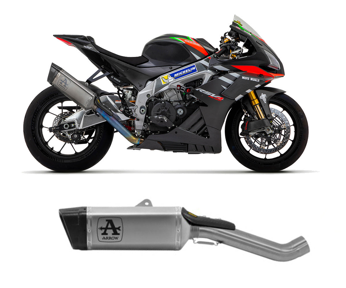 Aprilia Rsv 4 1100 Factory 2019-2020 Exhaust Muffler Arrow Pista Inox Link Pipe Titanium - 71002PT - ARROW EXHAUSTS
