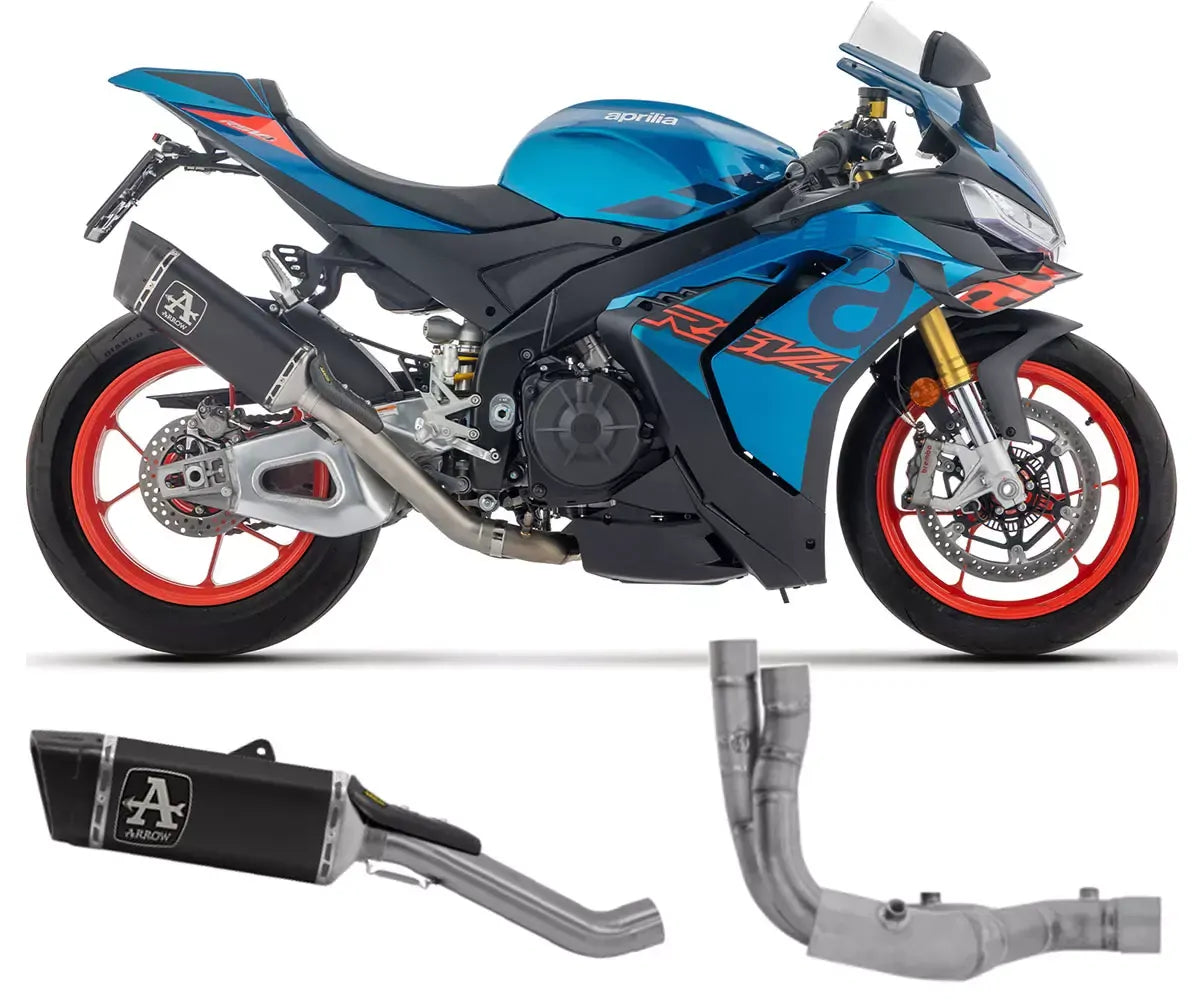 Arrow Dark Titanium Full System Exhaust Arrow PISTA and Titanium Central LinkPipe for Aprilia Rsv 4 2025-2026 - ARROW EXHAUSTS
