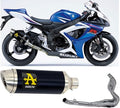 Suzuki Gsx-R 600 2006-2007 Full Exhaust Arrow Street Thunder Aluminium Black - 71334MI71702AON - ARROW EXHAUSTS