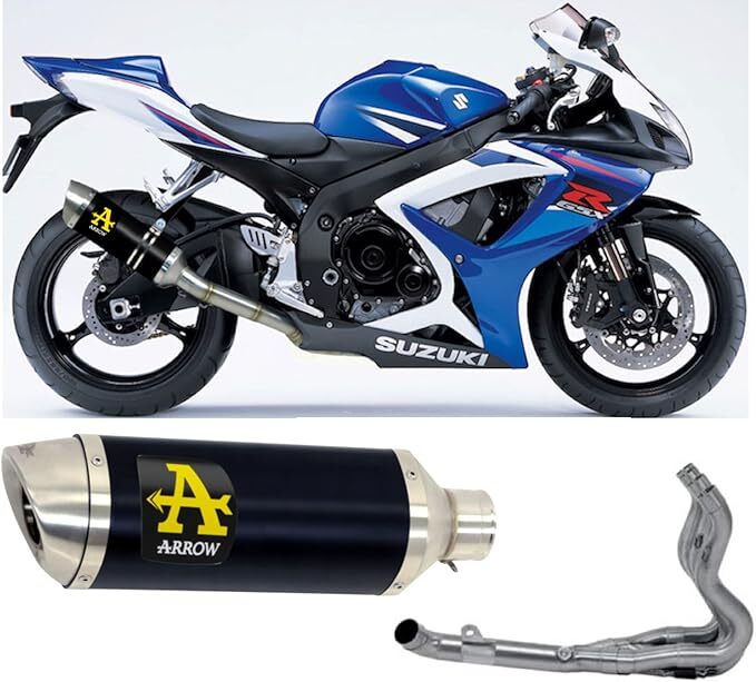 Suzuki Gsx-R 600 2006-2007 Full Exhaust Arrow Street Thunder Aluminium Black - 71334MI71702AON - ARROW EXHAUSTS