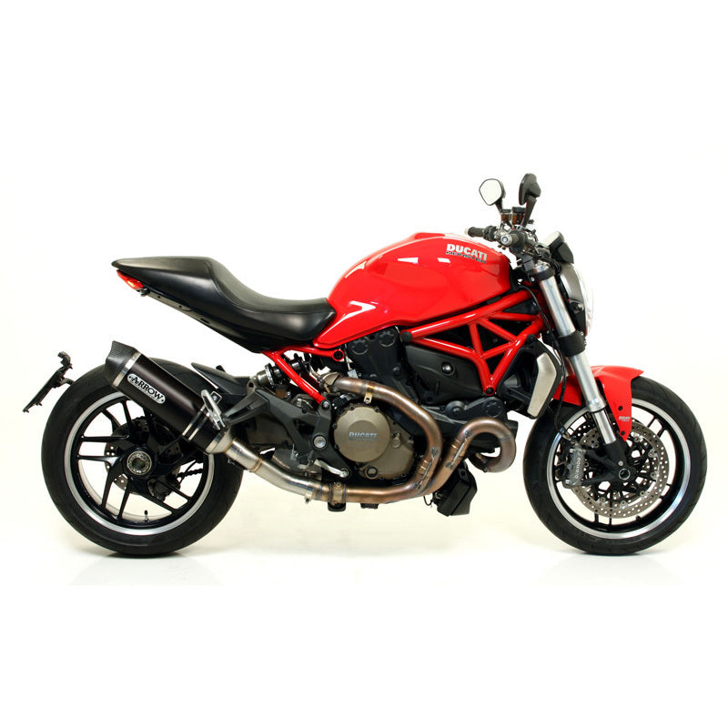 Ducati Monster 821 2014-2017 Exhaust + Link Pipe Catalyzed Arrow Race Tech Aluminium Black - 71451KZ71768AKN - ARROW EXHAUSTS