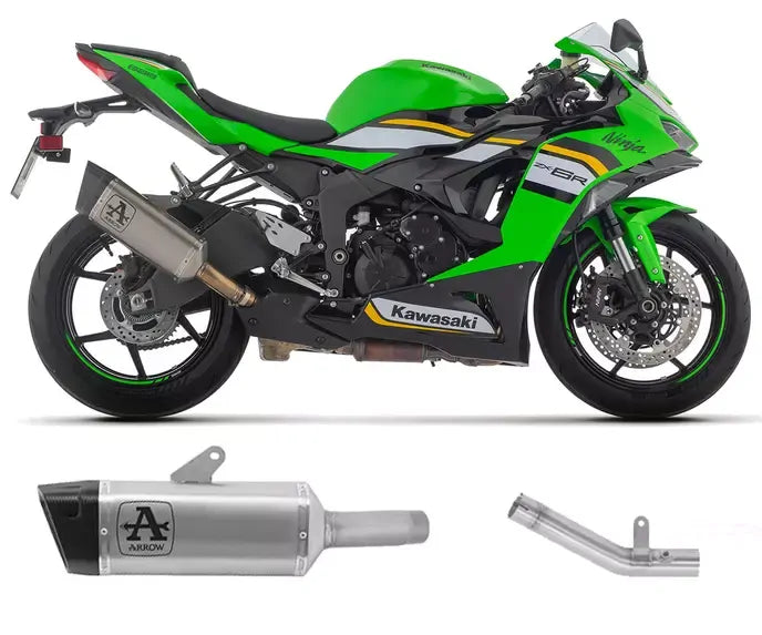 Arrow Approved Titanium Exhaust Muffler PISTA + Central Link Pipe for Kawasaki ZX-6R 636 2024-2026 - ARROW EXHAUSTS
