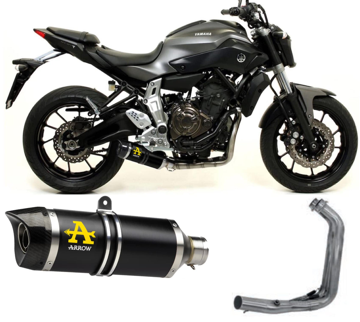 Arrow Yamaha TRACER 700 Full System Exhaust 2017-2020 – Black Aluminium Catalytic