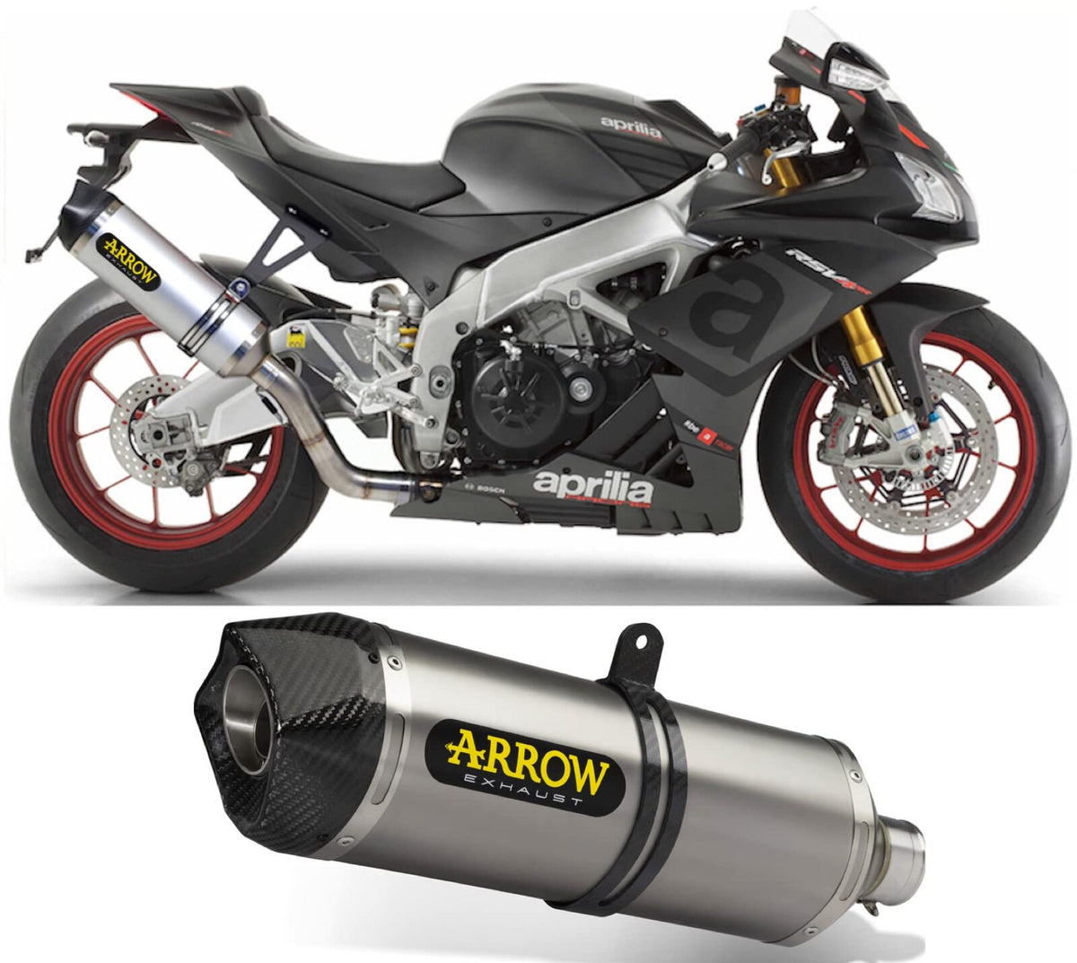 Aprilia Tuono V4 R 2011-2015 Exhaust + Link Arrow R. Tech Ak Alu - 71744AK71406MI - ARROW EXHAUSTS
