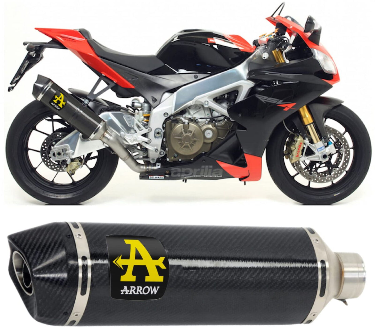 Aprilia Tuono V4 Rr Fact 2017-2018 Exhaust + Link Arrow R Tech Carb - 71744MK71674MI - ARROW EXHAUSTS