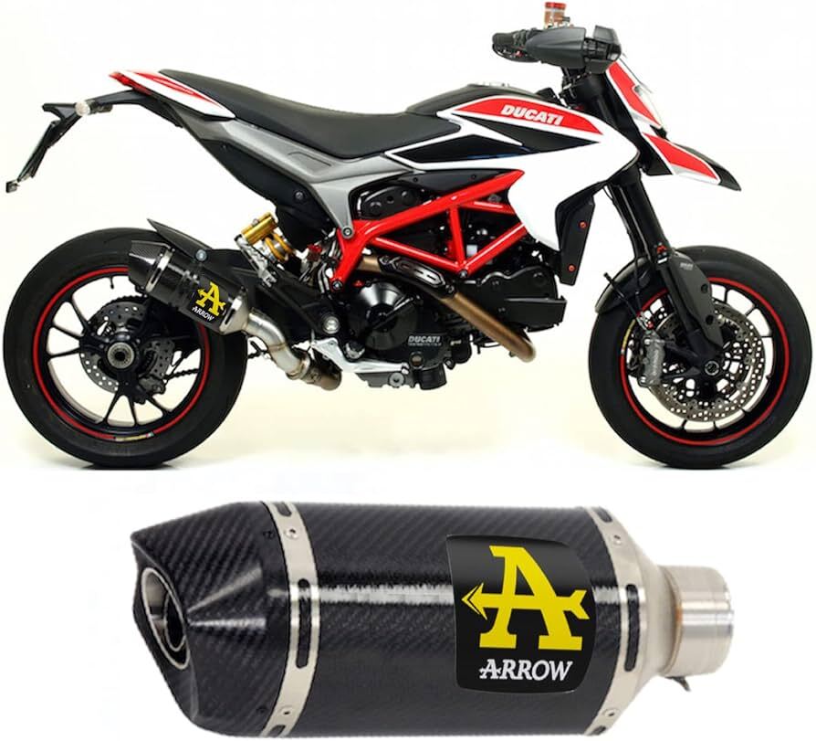 Ducati Hypermotard 2016-2020 Exhaust + Link Pipe Arrow Race Tech Carbon - 71806MK71490MI - ARROW EXHAUSTS