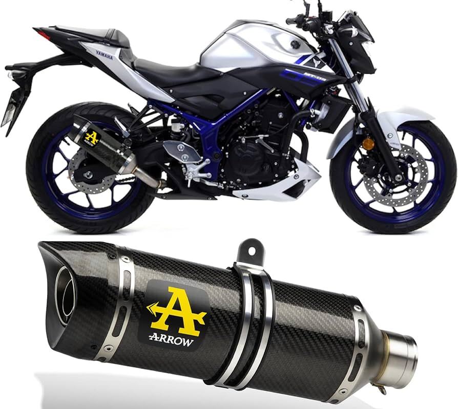 Yamaha YZF R3 2021-2023 Exhaust Arrow Thunder Carbon End Cap Carbon Fibre+collector - 71831MK71639MI - ARROW EXHAUSTS