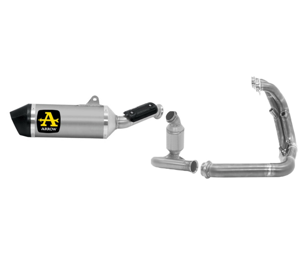 KTM 890 Duke R 2020-2023 Full Exhaust Arrow Race Tech Carbon Cap Titanium - 71890PK71719MI71702MI - ARROW EXHAUSTS